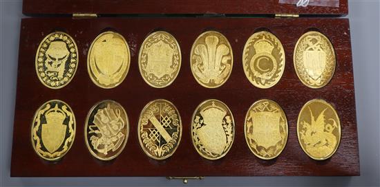 A cased set of twelve silver gilt Princess of Wales Arms